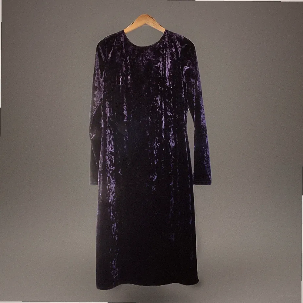 Long Tall Sally Samt Midikleid Damen 16 Langarm Midnight Purple Rückenfrei