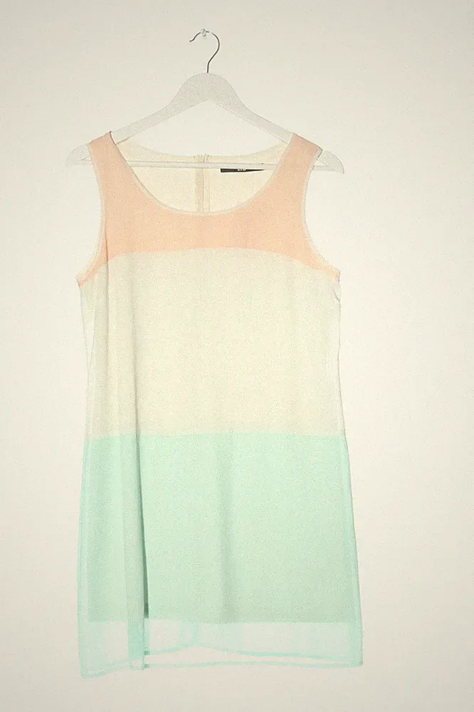 LTB A-Linien Kleid Damen Kleid Gr. DE 38 weiß-türkis-nude Casual-Look