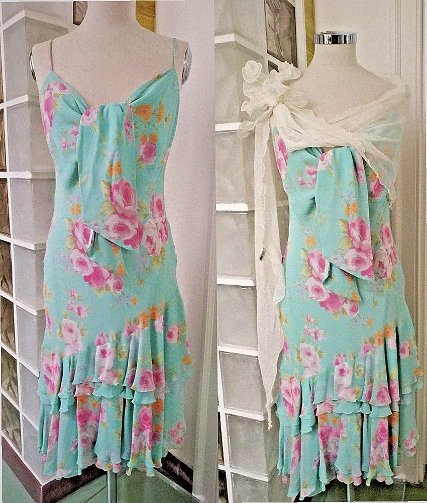 Luisa Spagnoli Kleid Robe Chiffon aus reiner Seide Elegant perfekt für Events