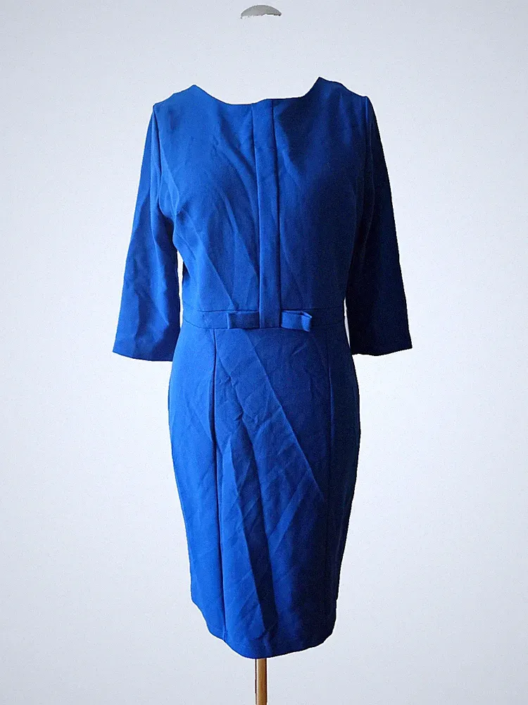 M&M Gr.38-40 Etuikleid figurbetont blau romantisch Schleife 50er Look