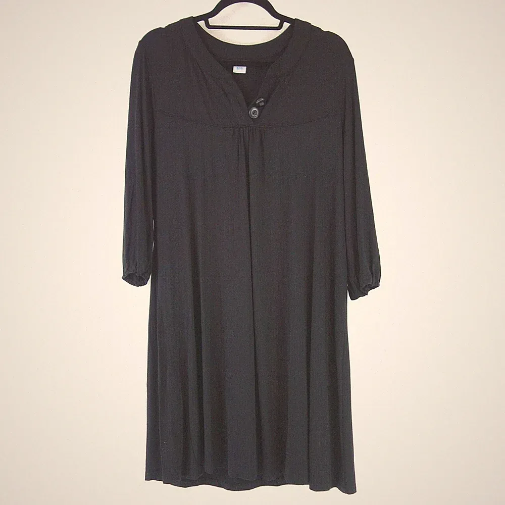 M&S Damen Kleid Gr 50 Schwarz A Linien Kleid Viskose Jersey NP 79 NEU
