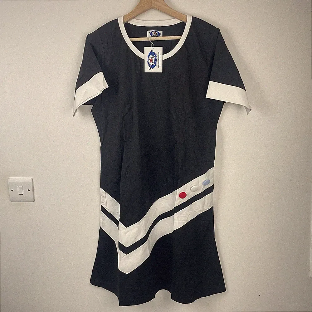 Madcap England Kleid Damen UK 16 Kurzarm Etuikleid Mods 60er 70er Chevron Retro