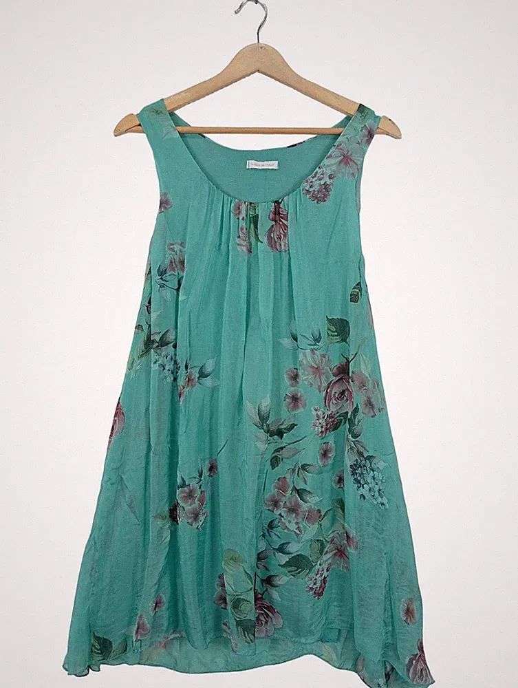 MADE IN ITALY A-Linien Kleid Damen Kleid Gr. DE 36 türkis Casual-Look
