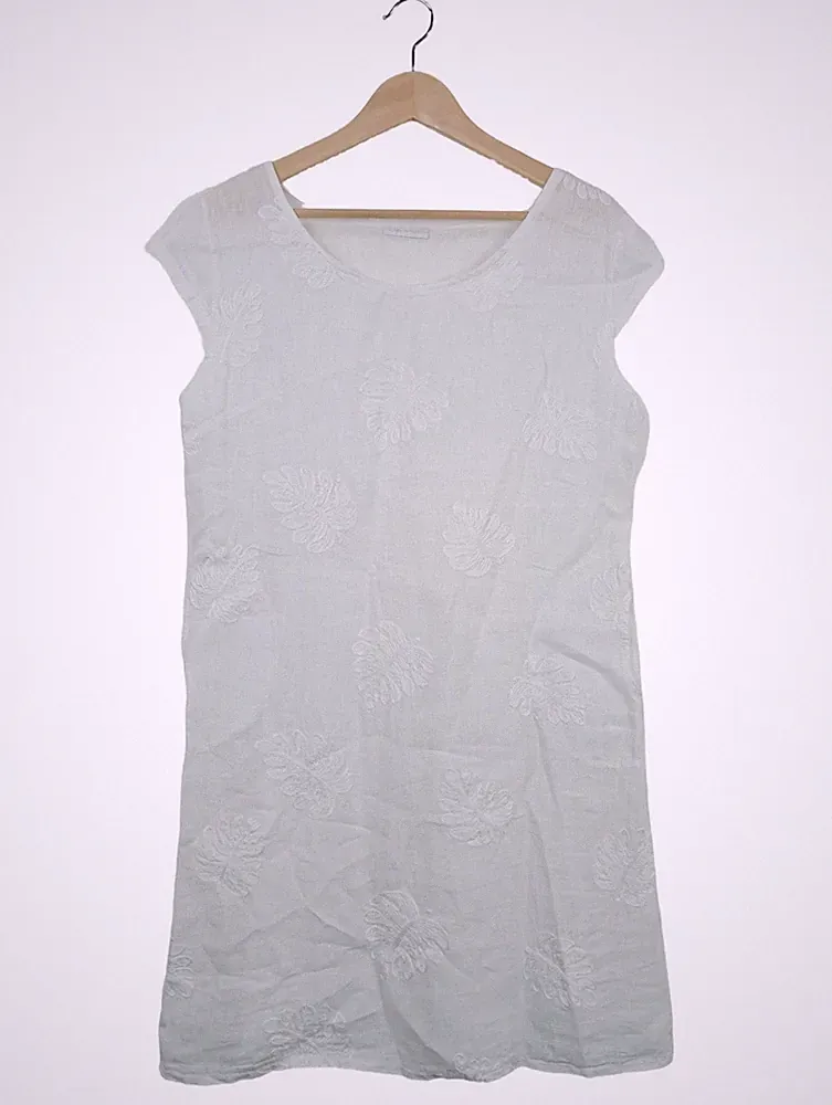 MADE IN ITALY A-Linien Kleid Damen Kleid Gr. DE 38 weiß Casual-Look