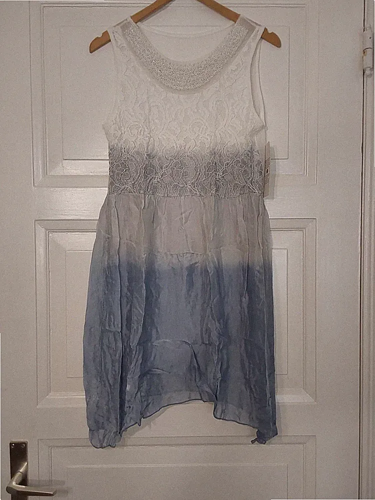 Made In Italy Damen Kleid Lagenlook Baumwolle/Seide Größe 36 Neu Mit Etikett