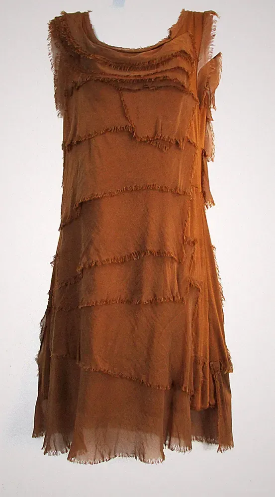 Made in Italy Damen Kurzarmlose A-Linie Sommerkleid OneSize Seide/Viskose
