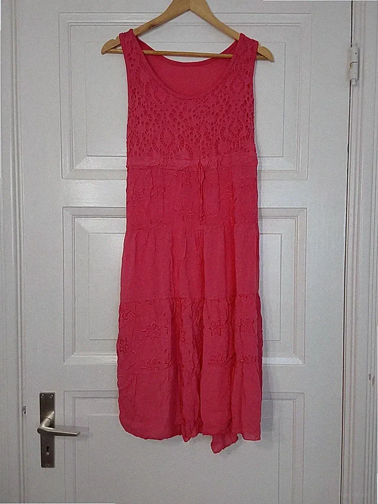 Made In Italy Kleid Lagenlook Pink tailliert Viskose Gr. 38/40 Neu Mit Etikett
