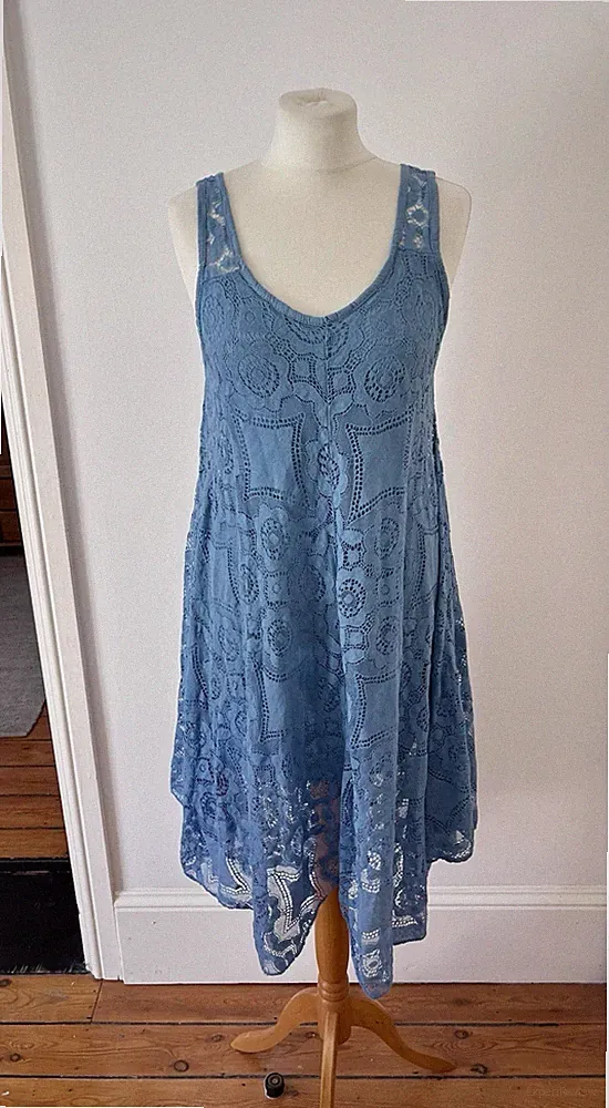 MADE IN ITALY neues blaues Baumwollkleid - One Size - Neu mit Etikett