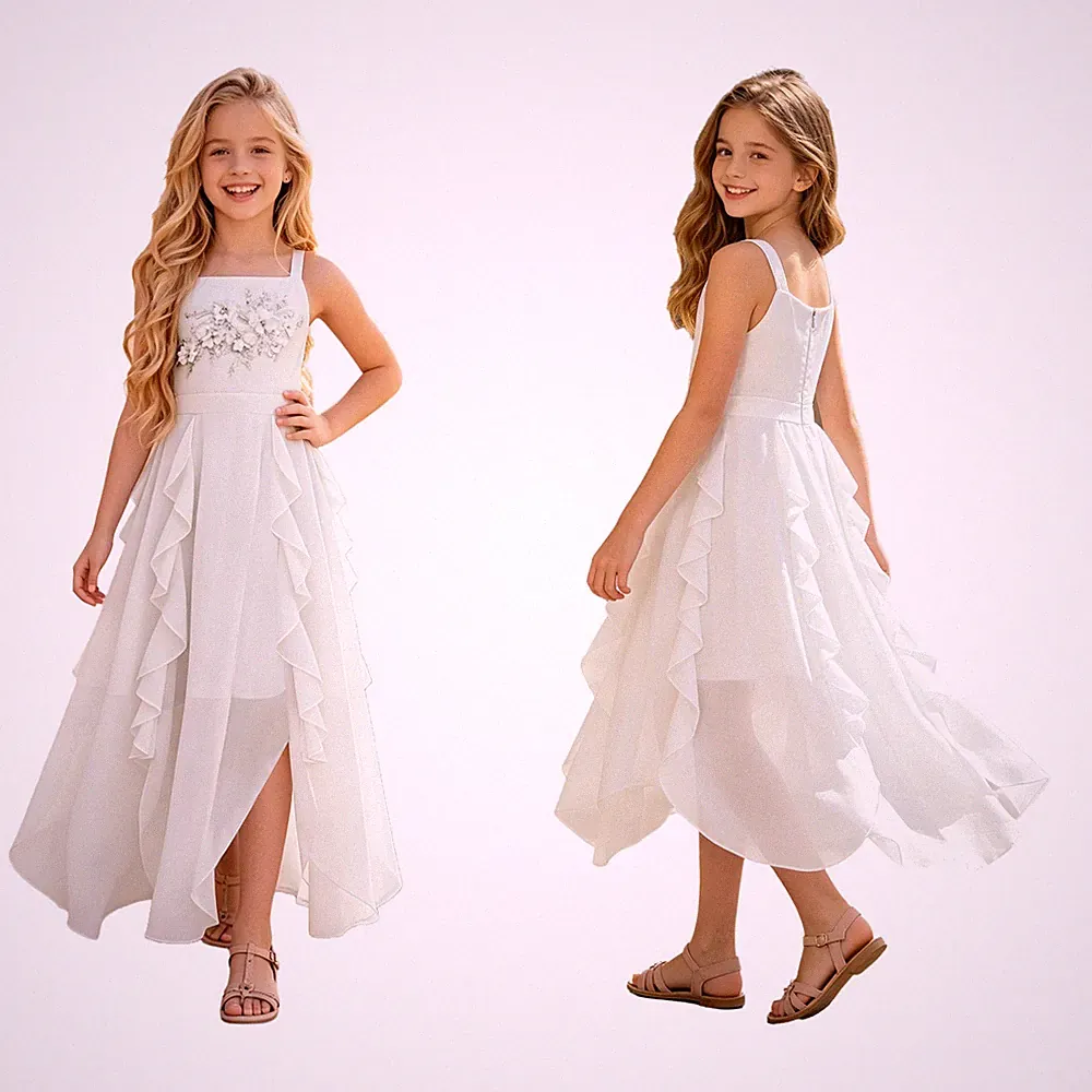 Mädchen Blumenmädchen Leicht Kleid Reizfrei Formell Hohe Taille Hochzeitsgast