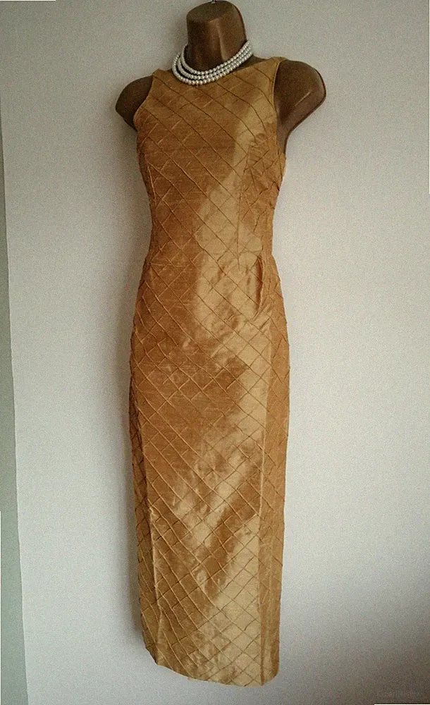 MÄDCHEN Brautjungfernkleid GOLD & Wickel XS Maße unten - Hochzeit Party Gast?