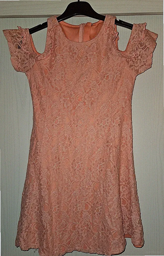 Mädchen Kleid 164 Etuikleid in apricot Spitze zu verschenken