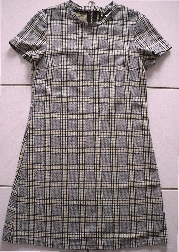 Mädchen Kleid Etuikleid, Reißverschluss, grau-gelb, Größe 34 (146/152), Divided