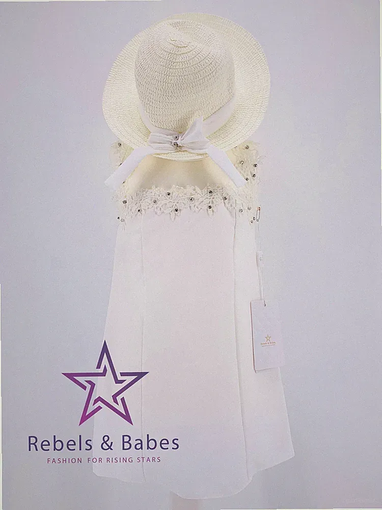 Mädchenkleid, Spitzenkleid mit Hut, festlich, Neu Gr. 110, 116, 122, 128