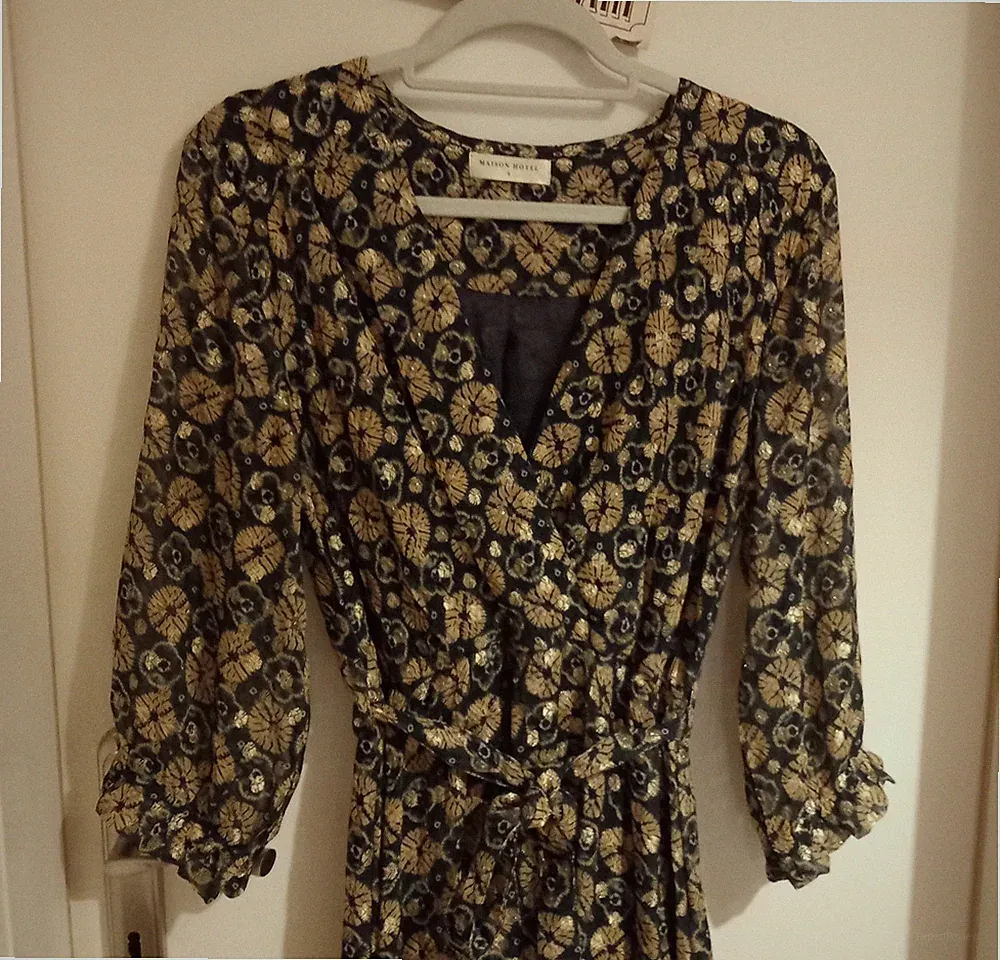 Maison Hotel Kleid verspielt, grün-blau-gold, Glitzereffekt Gr. S 36-38
