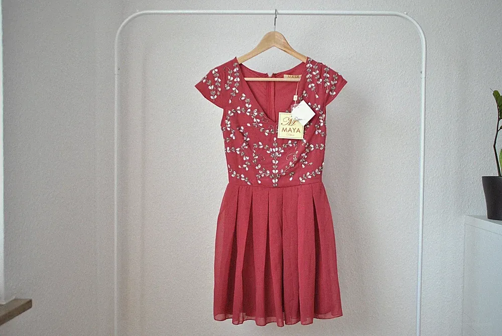 Maja Deluxe | Kleid Hochzeitsgast Party Cocktail Abschlussball pink | Gr. XS 34