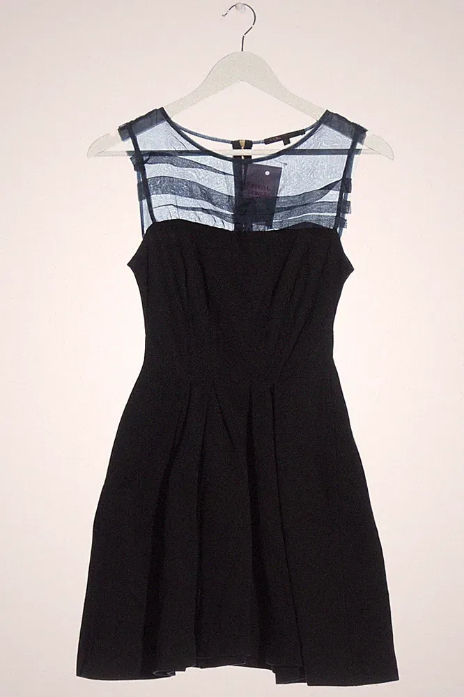 MAJE A-Linien Kleid Damen Kleid Gr. DE 34 schwarz-graublau Elegant