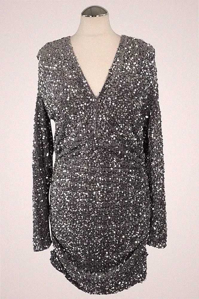 Maje Damen Kleid Gr. 40 (FR 42) Silber NEU Etuikleid Dress