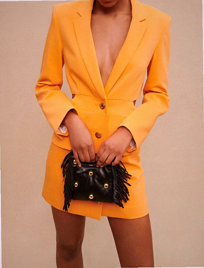 Maje Damen Orange Jacke Stil Kurz Kleid Gr 40 FR 12 UK 8 US MFPRO02918