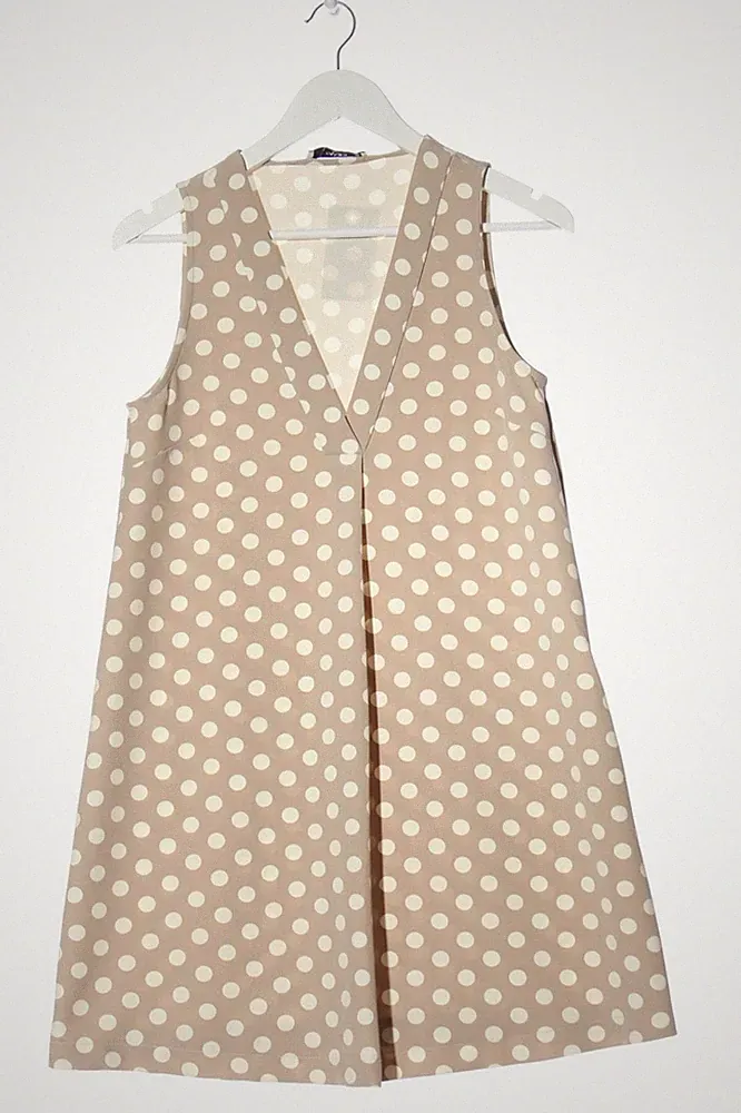 MANGO A-Linien Kleid Damen Kleid Gr. DE 34 bronzefarben-weiß Street-Fashion-Look