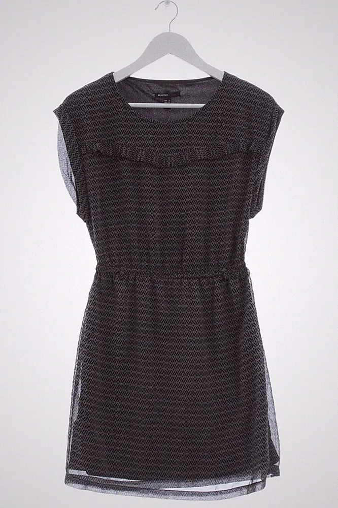 MANGO A-Linien Kleid Damen Kleid Gr. DE 34 schwarz-blau-braun Casual-Look