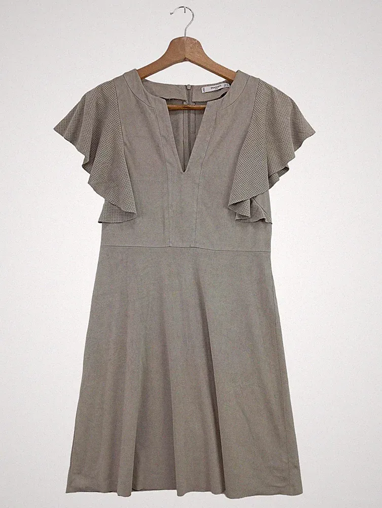 MANGO A-Linien Kleid Damen Kleid Gr. DE 36 wollweiß Casual-Look