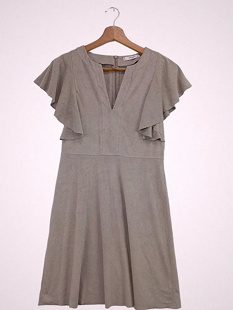 MANGO A-Linien Kleid Damen Kleid Gr. DE 36 wollweiß Casual-Look