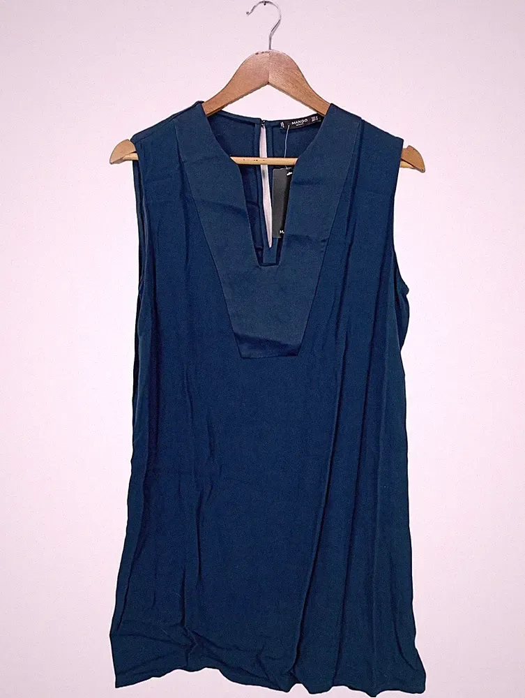 MANGO A-Linien Kleid Damen Kleid Gr. DE 38 blau Casual-Look