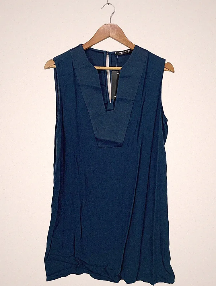 MANGO A-Linien Kleid Damen Kleid Gr. DE 38 blau Casual-Look
