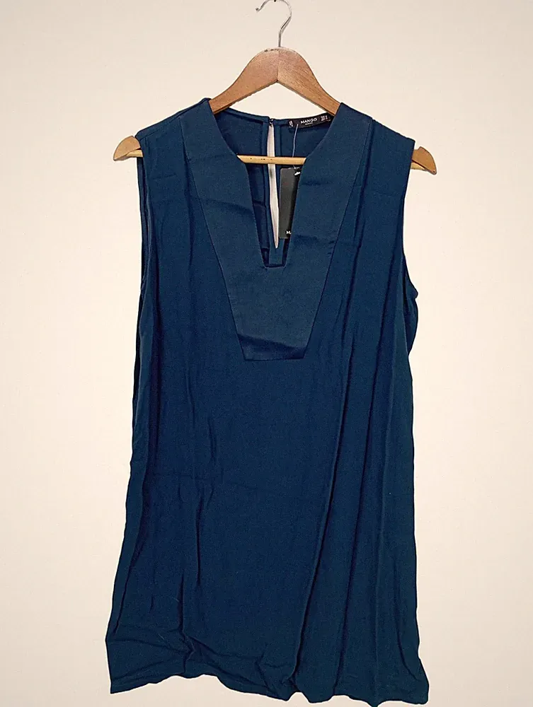 MANGO A-Linien Kleid Damen Kleid Gr. DE 38 blau Casual-Look