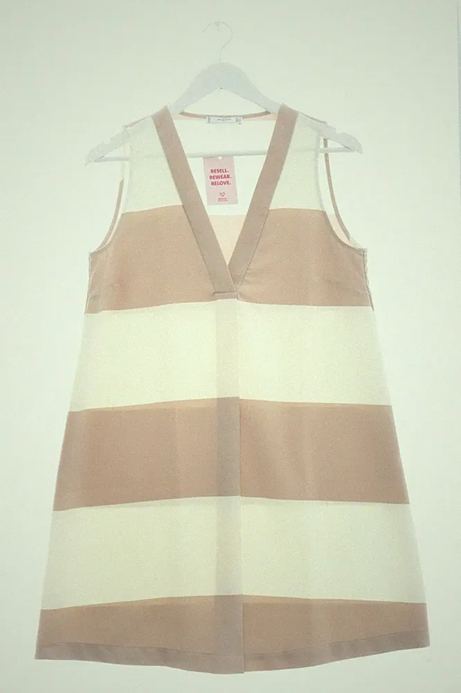 MANGO A-Linien Kleid Damen Kleid Gr. DE 40 nude-wollweiß Casual-Look