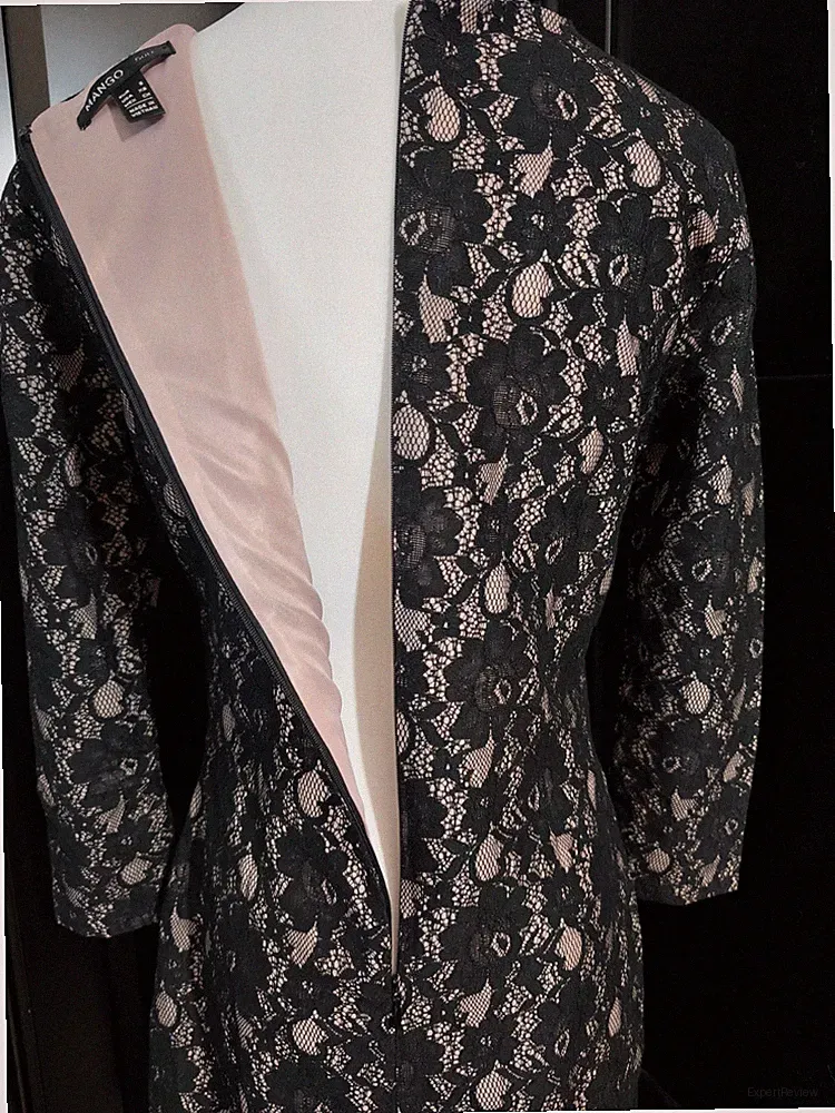 MANGO Damen Etui Kleid Gr. S, Spitze, gefüttert, Schwarz, neuwertig