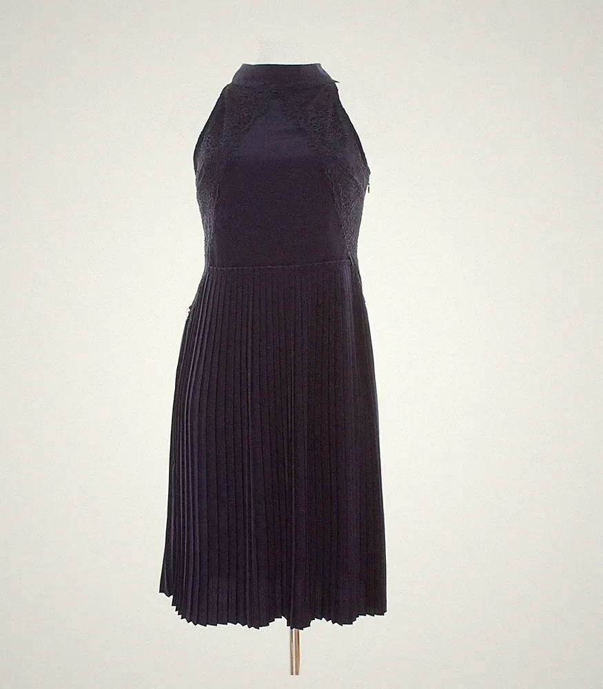 MANGO Damen Kleid Gr. S Sommerkleid A-Linien Blau