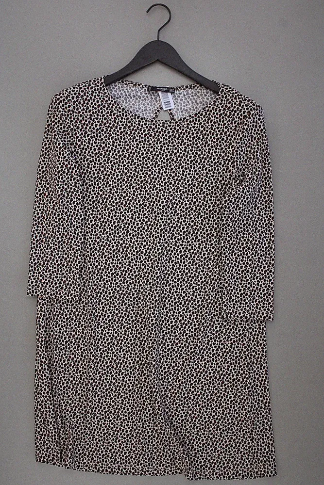 Mango Etuikleid Classic Kleid für Damen Gr. 38, M mit Tierdruck 3/4 Ärmel braun
