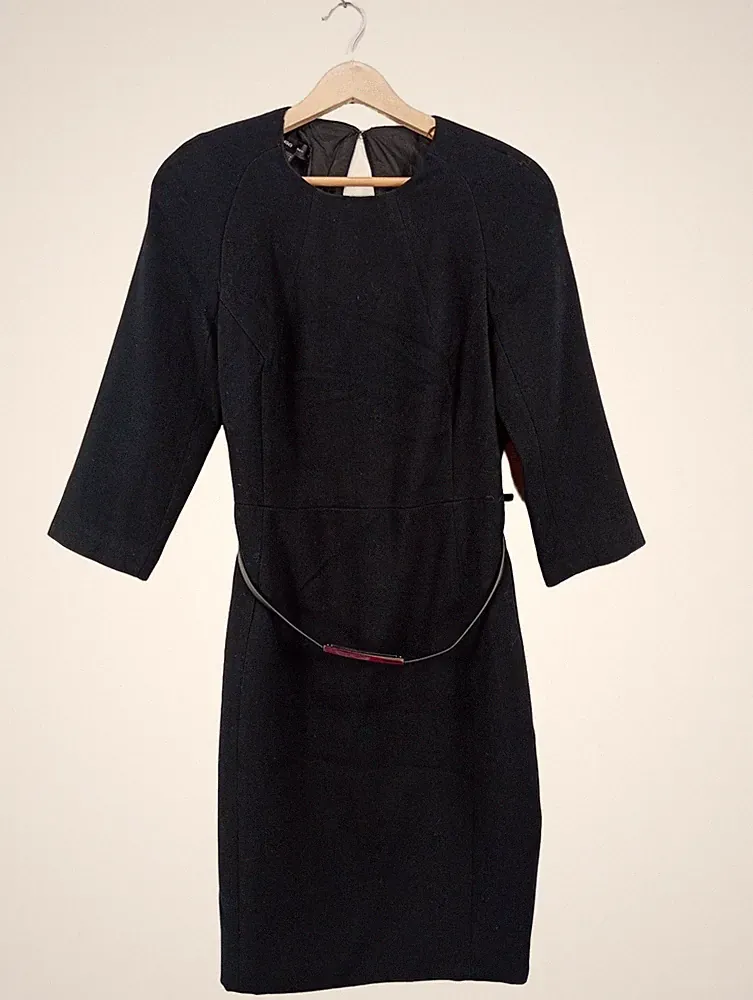MANGO Etuikleid Damen Kleid Gr. DE 38 schwarz Business-Look