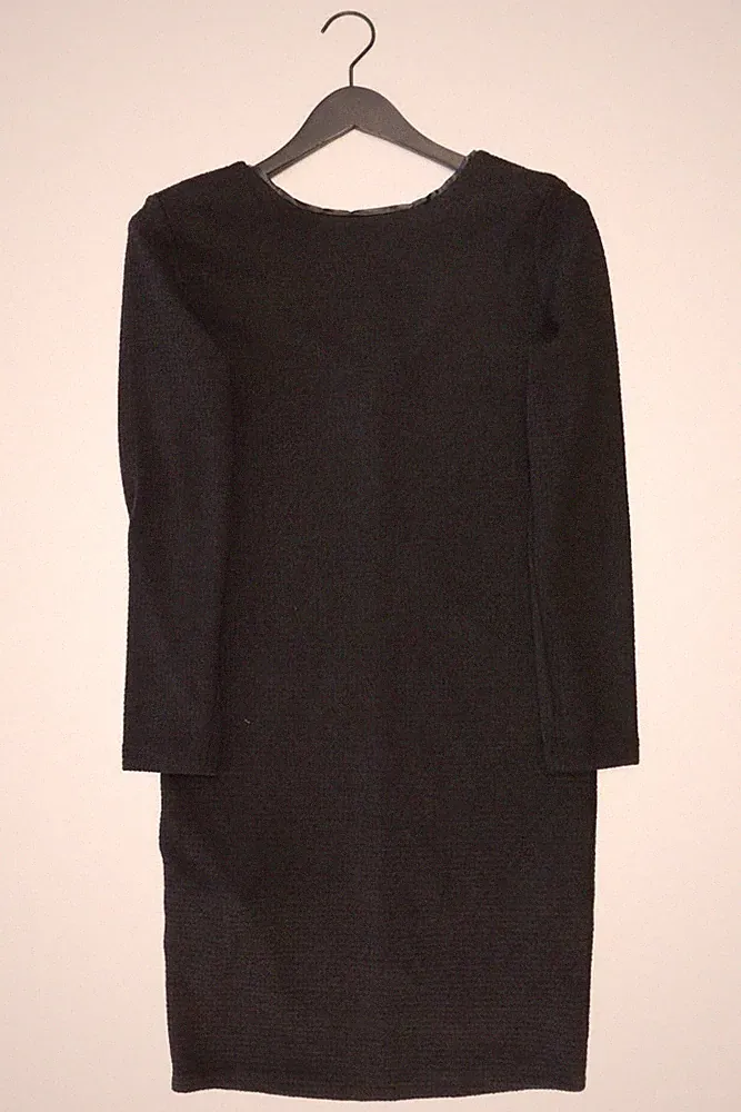 ✅ Mango Etuikleid Slim Kleid für Damen Gr. 38, M Langarm schwarz aus Polyester ✅