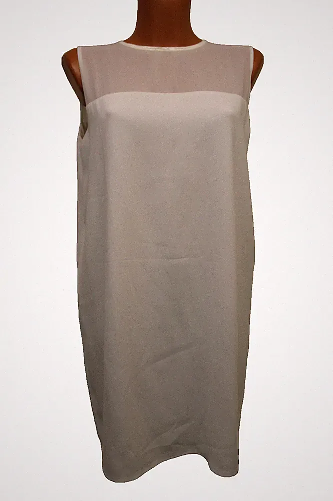Mango Kleid M 38 ärmellos Minikleid creme Sommerkleid kurzes Etuikleid