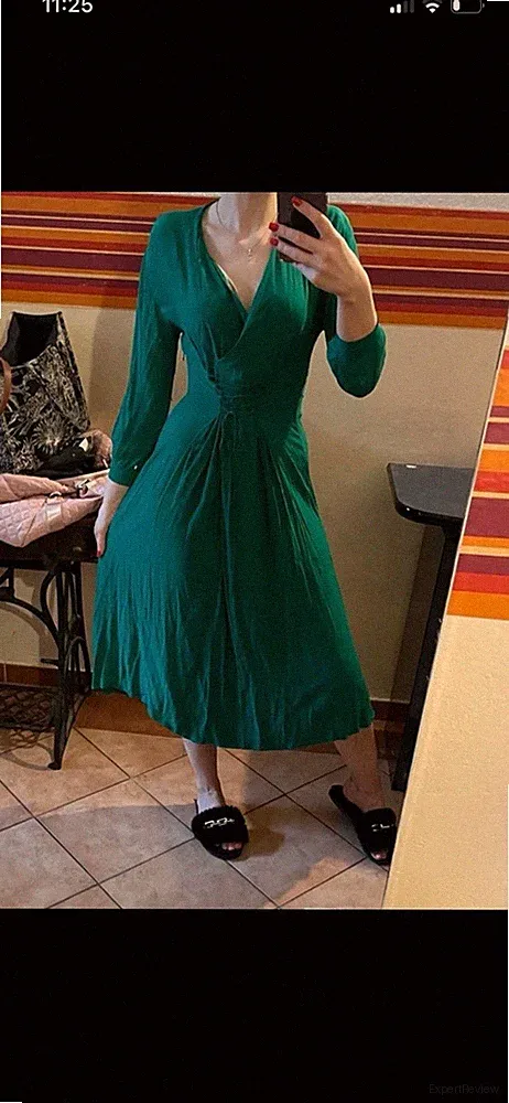 Mango Kleid Midi Schnürung Gr. M Grün 38