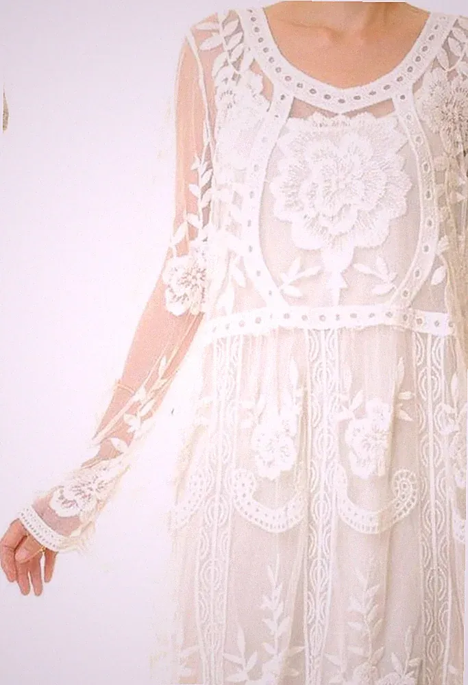 *MANGO* Traum Boho Ibiza Maxikleid Spitze Gr 38 40 Hochzeit Coachella ~Festival