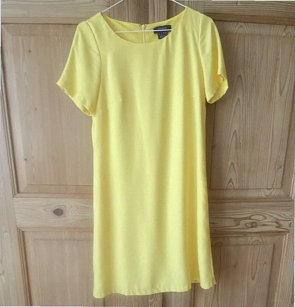 manguun collection Damen A-Linien Kleid Gelb Gr.36 Kurzarm Polyester