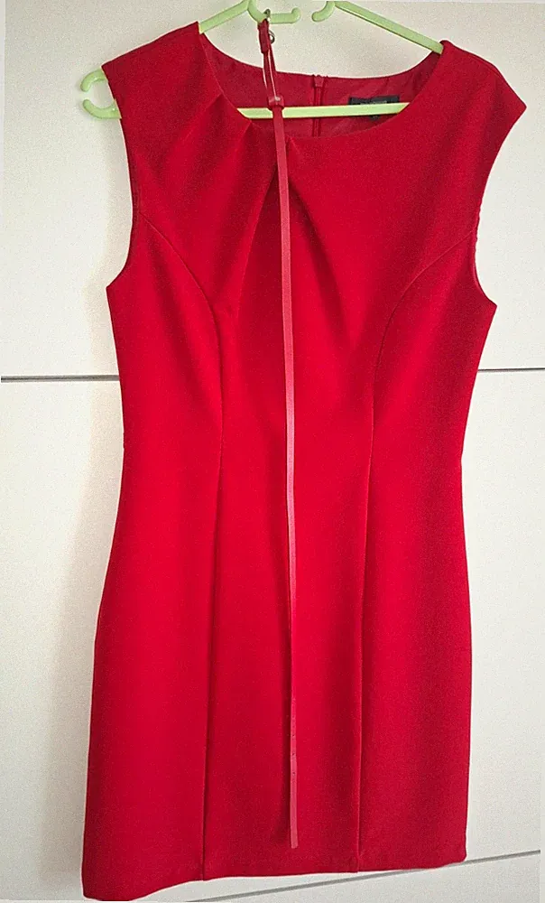 manguun collection Damen Etuikleid rot Gr. 38 ärmellos Polyester kurz RV
