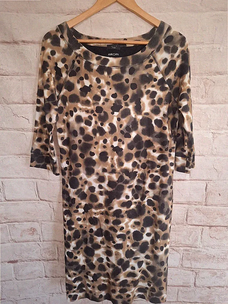 Marc Cain Damen Kleid Etuikleid Gr. N5 42 XL Animal Print Baumwolle Elasthan