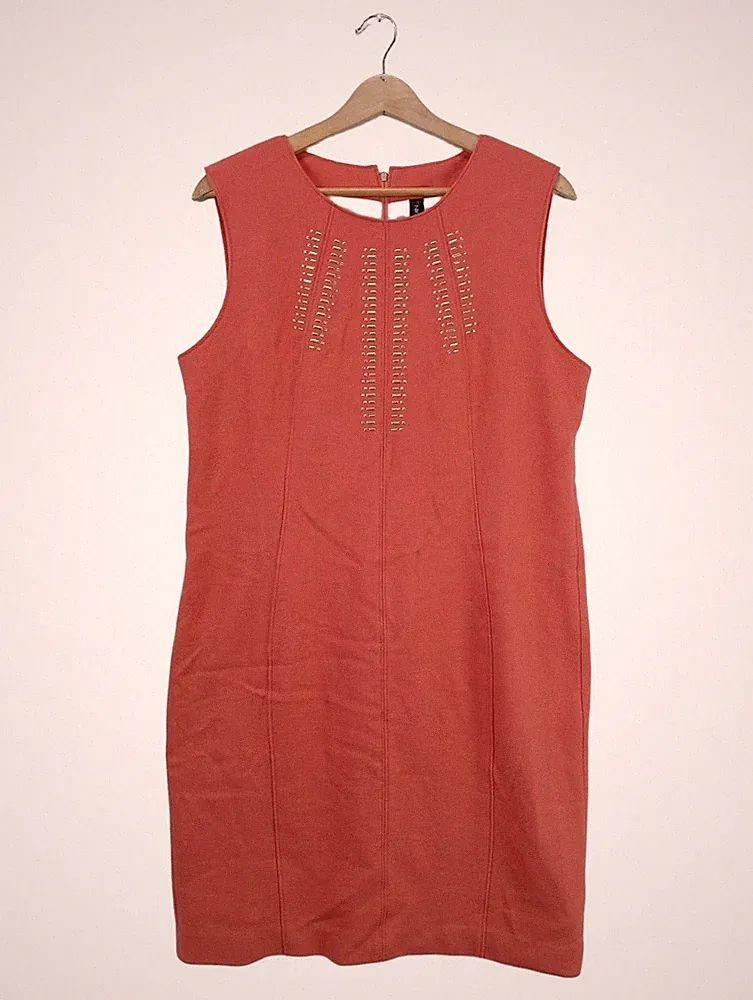 Marc Cain Etuikleid elegant hellorange Gr. 42 Wolle Kaschmir Midikleid