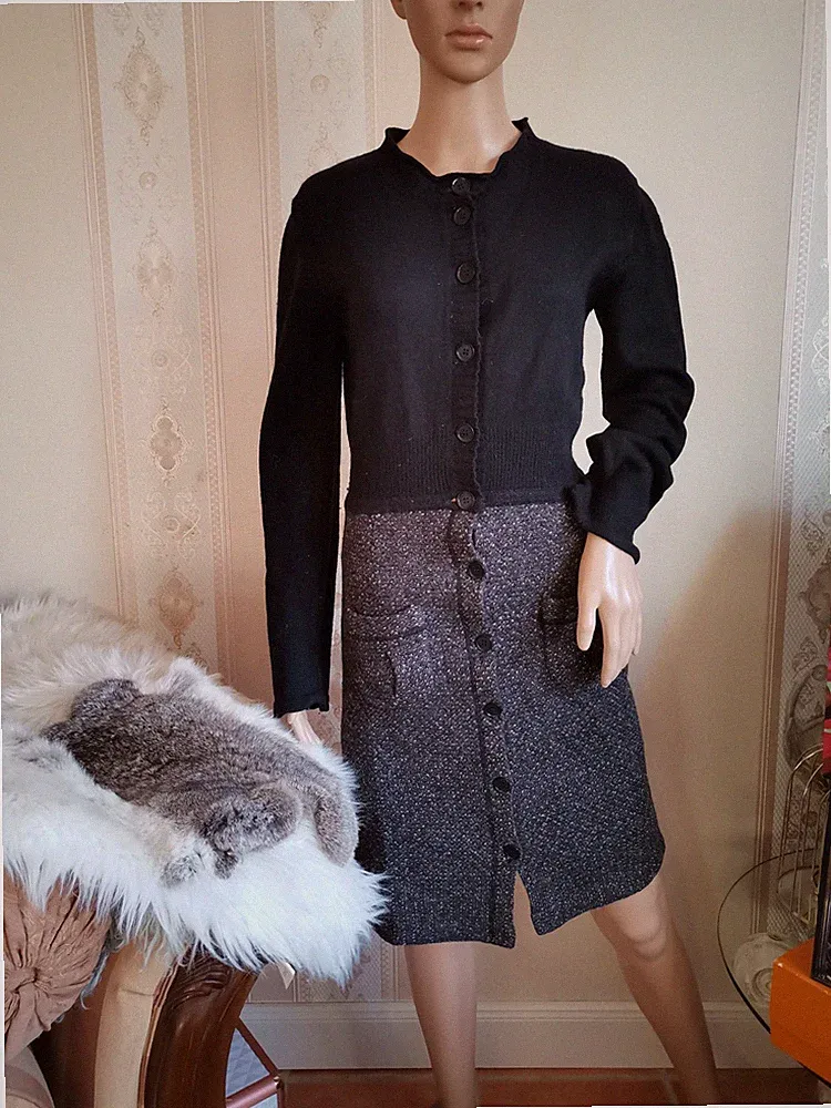 MARC CAIN Kaschmir Strickkleid Kleid DRESS N4 40 L Boucle Stil EDEL Etuikleid