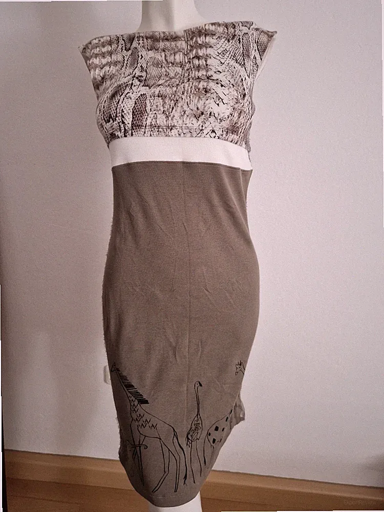 Marc Cain Kleid N3 (38) Safari Animal Print Designer Kleid Beige Braun Neu