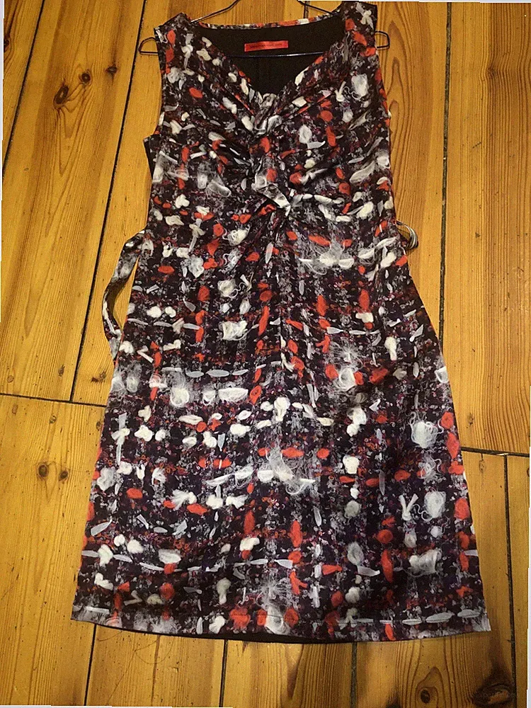 Marc Cain Kleid Seide Kaschmir Volant elegant N3/36/38