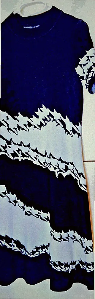 Marc cain N1 Rollkragenkleid- Schwarz-Weiß,A-Linie,Kurzarm,Viscose m.Polyamid
