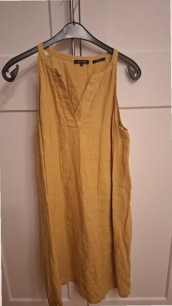 Marc O'Polo Leinenkleid - sehr gut - Curry - Gr. 42 Sommerkleid mit Taschen