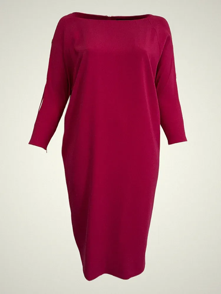 Marina Rinaldi Damen Rosa Donata Kleid Mit Geteilten Ärmeln Größe 12W/21 NWT