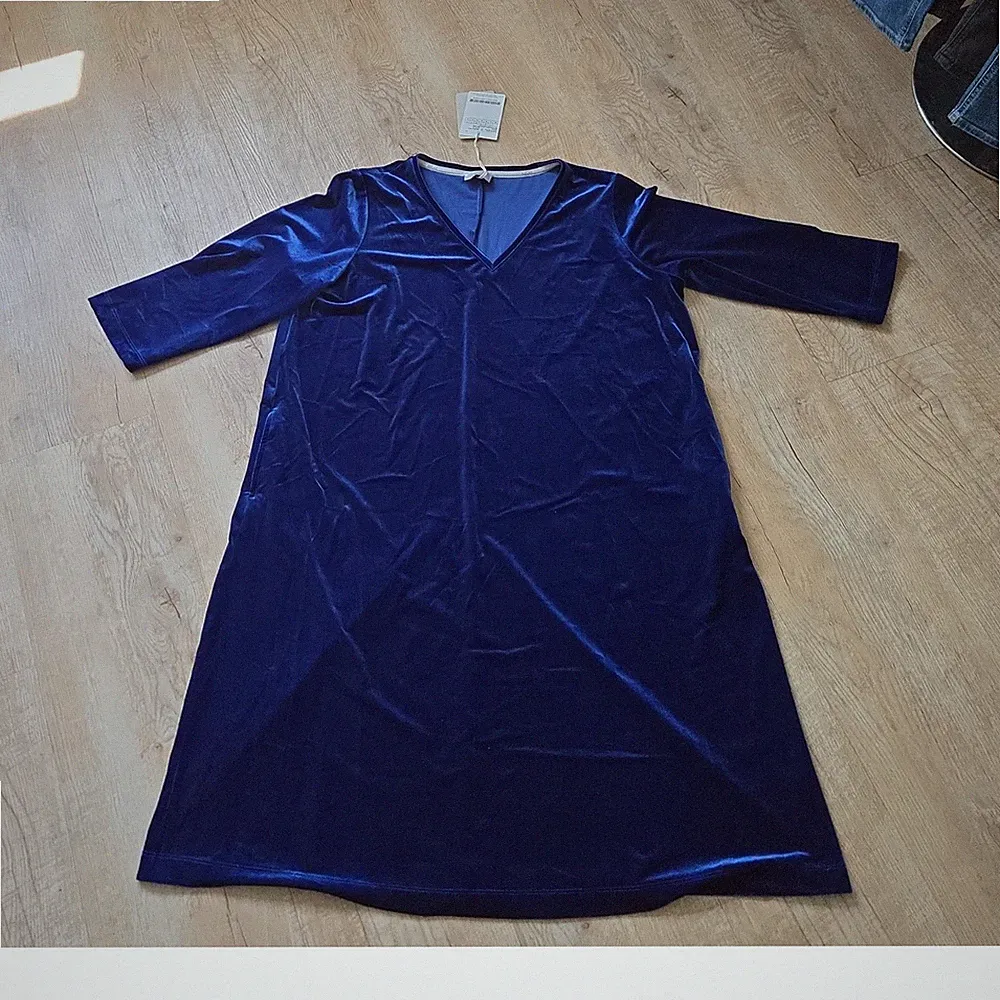 Marina Rinaldi Relax Damen Jersey Etui-Kleid V-Ausschnitt 3/4-Arm XL blau
