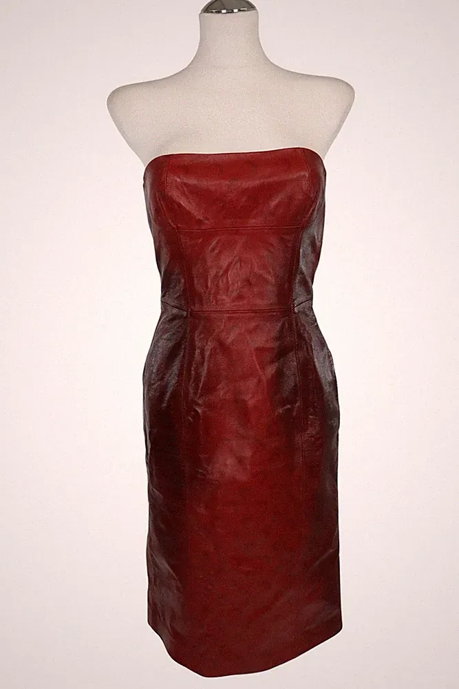 Marine Serre Damen Kleid Gr. 30 (IT 36) Rot Leder Etuikleid Etuikleid Dress